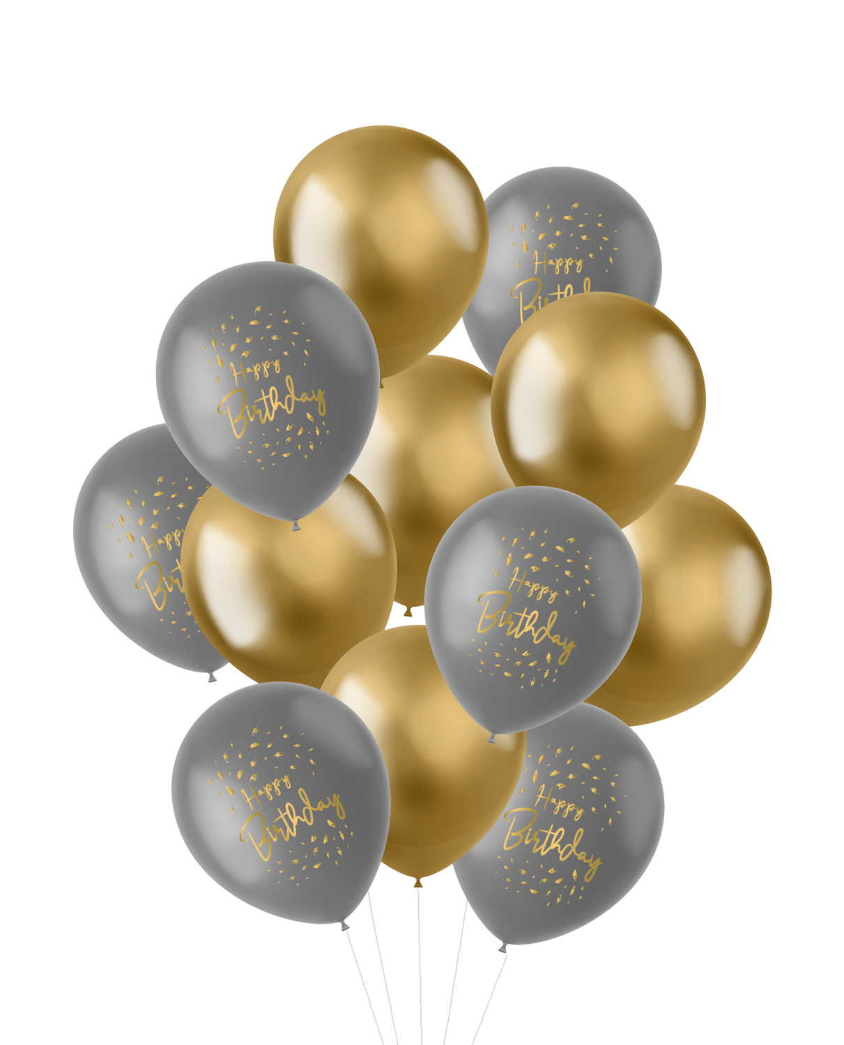 Μπαλόνια Latex 30εκ Happy Birthday "Golden Dawn" - Συσκ. 12 τμχ
