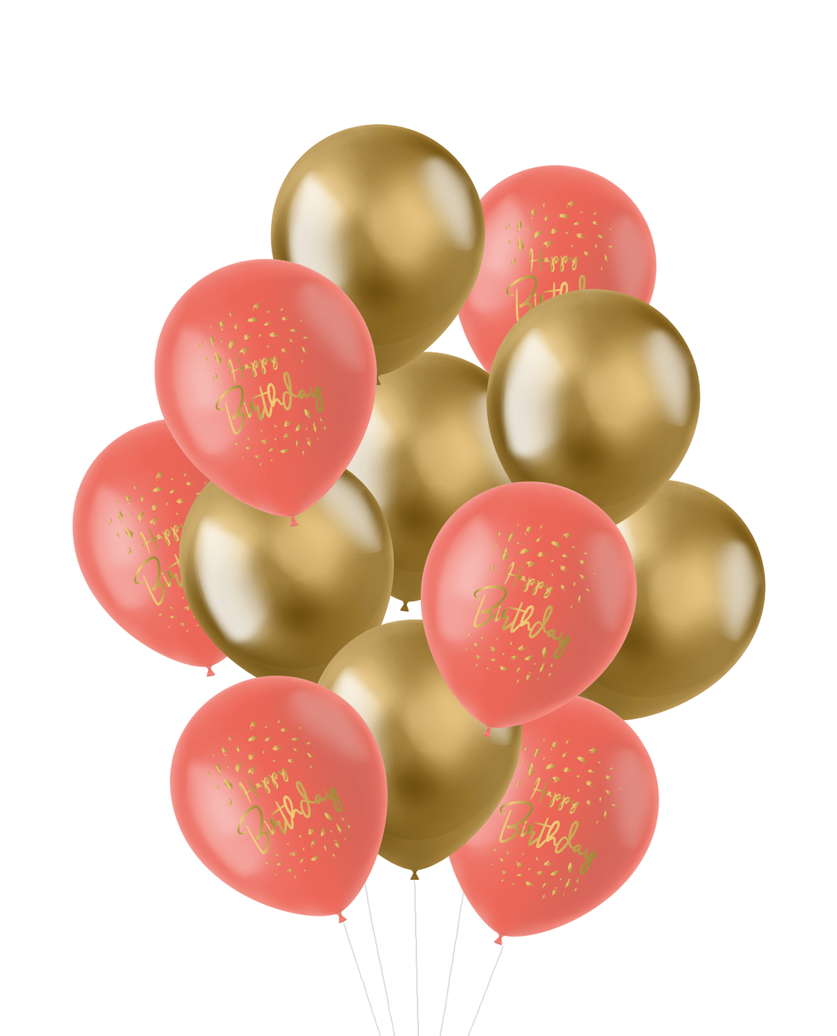 Μπαλόνια Latex 30εκ Happy Birthday "Golden Dusk" - Συσκ. 12 τμχ