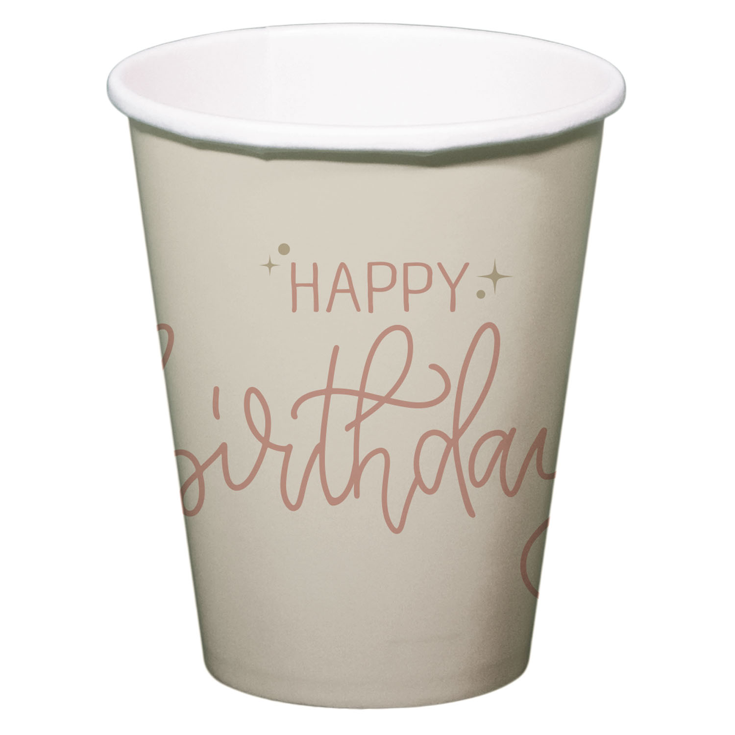 Ποτήρια χάρτινα Happy Birthday 250ml "Creme Rose" - Συσκ. 8 τεμ