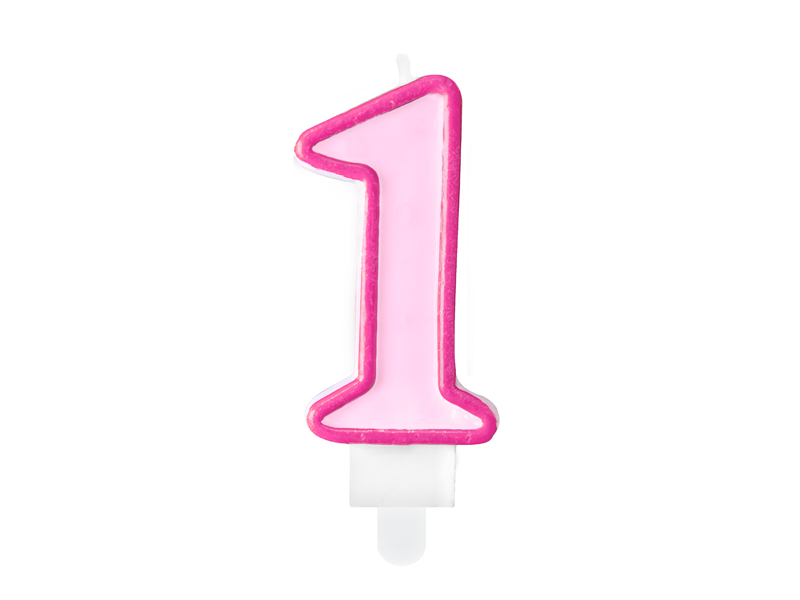 Κερί Ροζ "1" Pink 7 εκ. ύψος