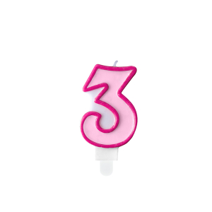 Κερί Ροζ "3" Pink 7 εκ. ύψος