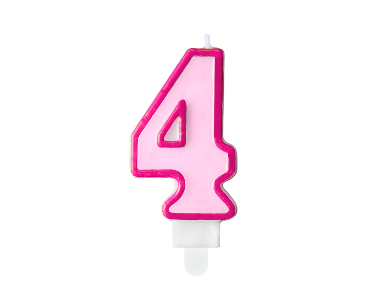 Κερί Ροζ "4" Pink 7 εκ. ύψος