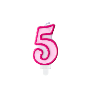 Κερί Ροζ "5" Pink 7 εκ. ύψος