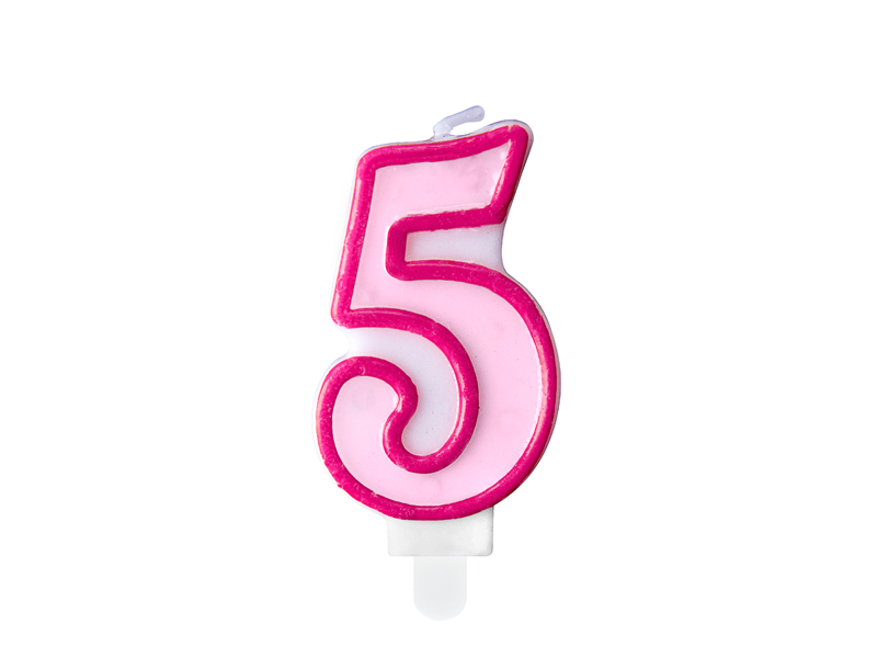 Κερί Ροζ "5" Pink 7 εκ. ύψος