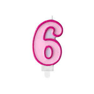 Κερί Ροζ "6" Pink 7 εκ. ύψος