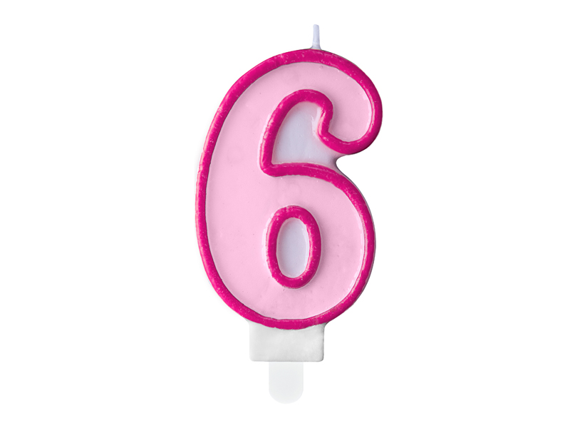 Κερί Ροζ "6" Pink 7 εκ. ύψος