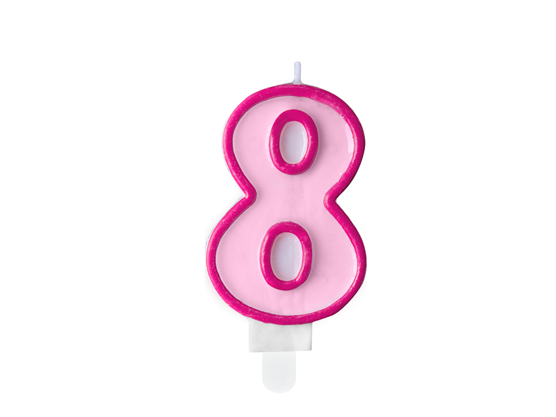 Κερί Ροζ "8" Pink 7 εκ. ύψος