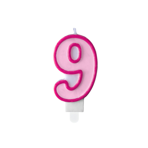 Κερί Ροζ "9" Pink 7 εκ. ύψος