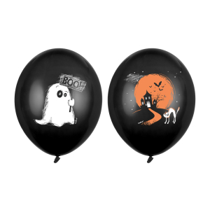 Μπαλόνια Latex 12"   Ghost - Φαντάσματα Παστέλ Μαύρο 30 εκ. Συσκ. 6 τεμ.
