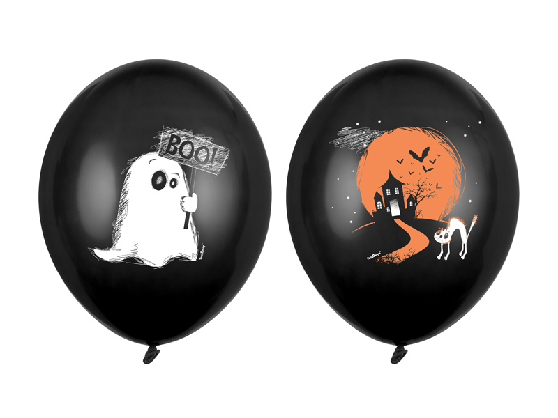 Μπαλόνια Latex 12" Ghost - Φαντάσματα Παστέλ Μαύρο 30 εκ. Συσκ. 6 τεμ.