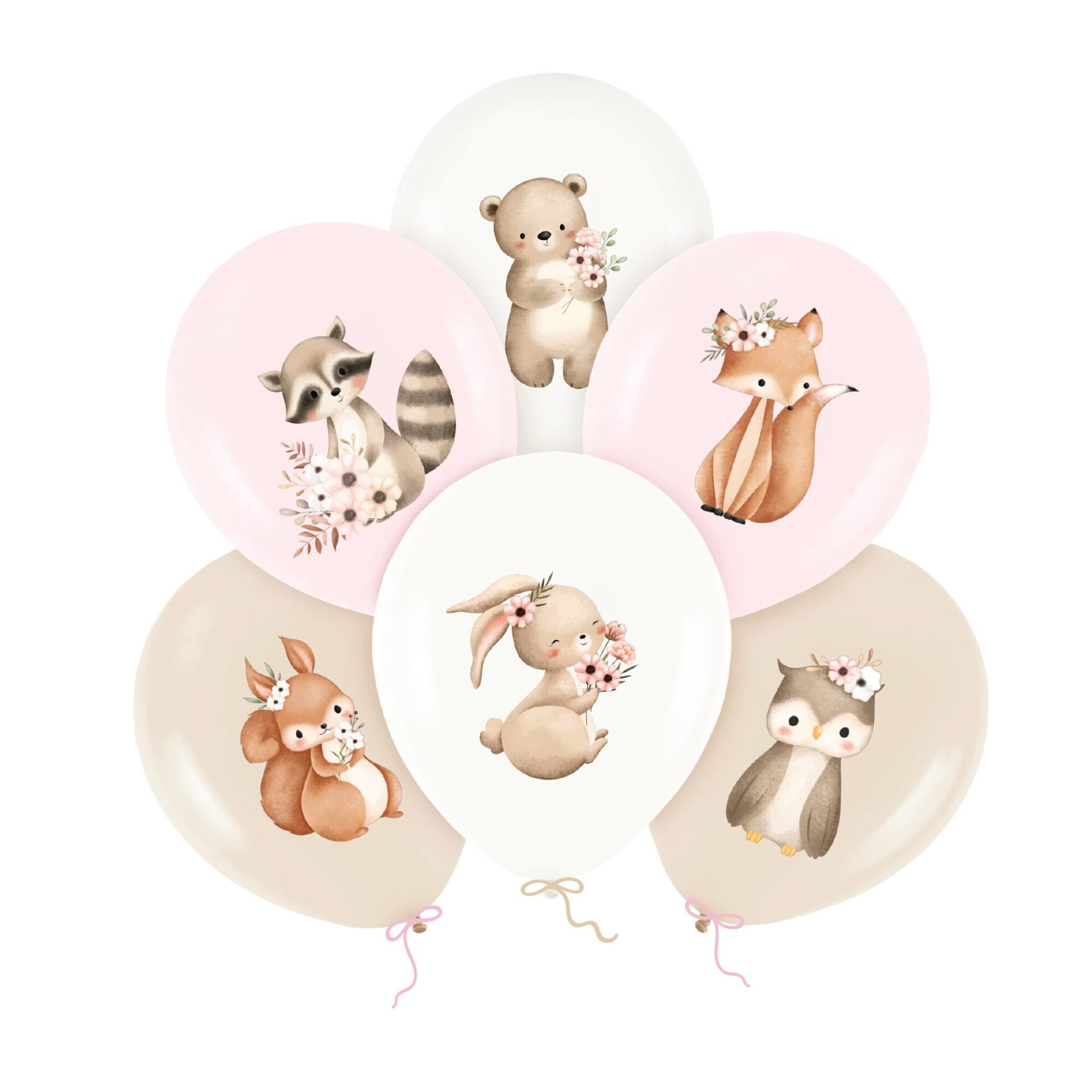 Μπαλόνια Latex 30 εκ. Cute Animals - Χαριτωμένα Ζωάκια Συσκ. 6 τεμ.