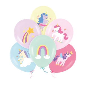 Μπαλόνια latex 30 εκ. Unicorn - Μονόκερος Συσκ. 6 τεμ.