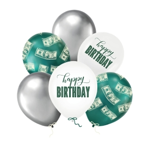 Μπαλόνια Latex 30 εκ. Happy Birthday Dollar Συσκ. 6 τεμ.