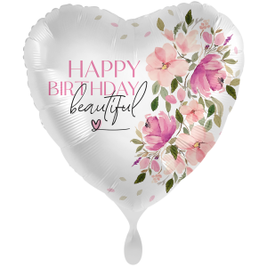 Μπαλόνι Foil XXL Καρδιά Beautiful Flowers Happy Birthday 71 εκ.