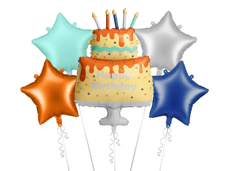 Σετ Μπαλόνια Foil Happy Birthday Cake – Πολύχρωμα - Colorful 5 τεμ.