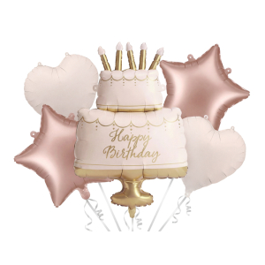 Σετ Μπαλόνια Foil Pastel Happy Birthday Cake Συσκ. 5 τεμ.