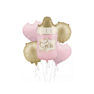 Σετ Μπαλόνια Foil Μπιμπερό Girl Ροζ - Pink  Συσκ. 5 τεμ.
