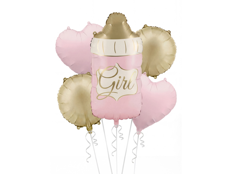 Σετ Μπαλόνια Foil Μπιμπερό Girl Ροζ - Pink Συσκ. 5 τεμ.