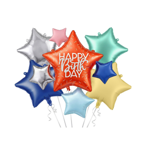 Σετ Μπαλόνια Foil Happy Birthday Stars  Συσκ. 5 τεμ.